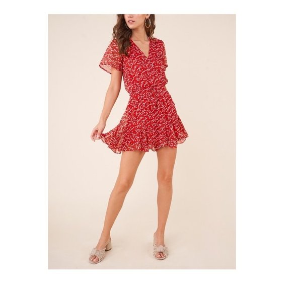 Romper Ruffle Chiffon - in Red - Picture 2 of 6